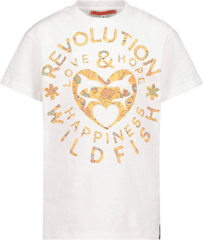 Wildfish T-shirt van biologisch katoen wit Meisjes Katoen (biologisch) Ronde hals 104-110