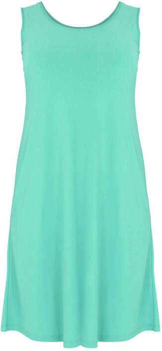 Yoek A-lijn jurk DOLCE van travelstof turquoise