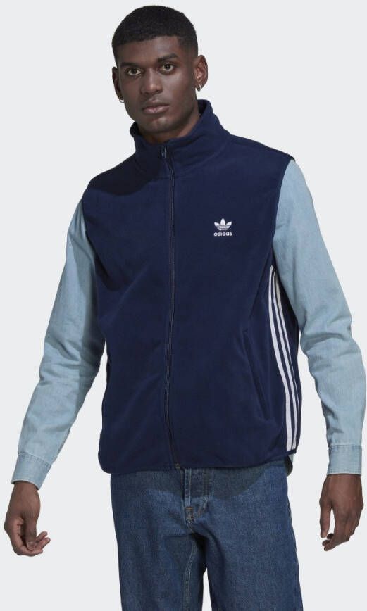 Adidas Originals Adicolor 3-stripes Teddy Fleeceweste Bodywarmers Kleding night indigo maat: XL beschikbare maaten:S M XL