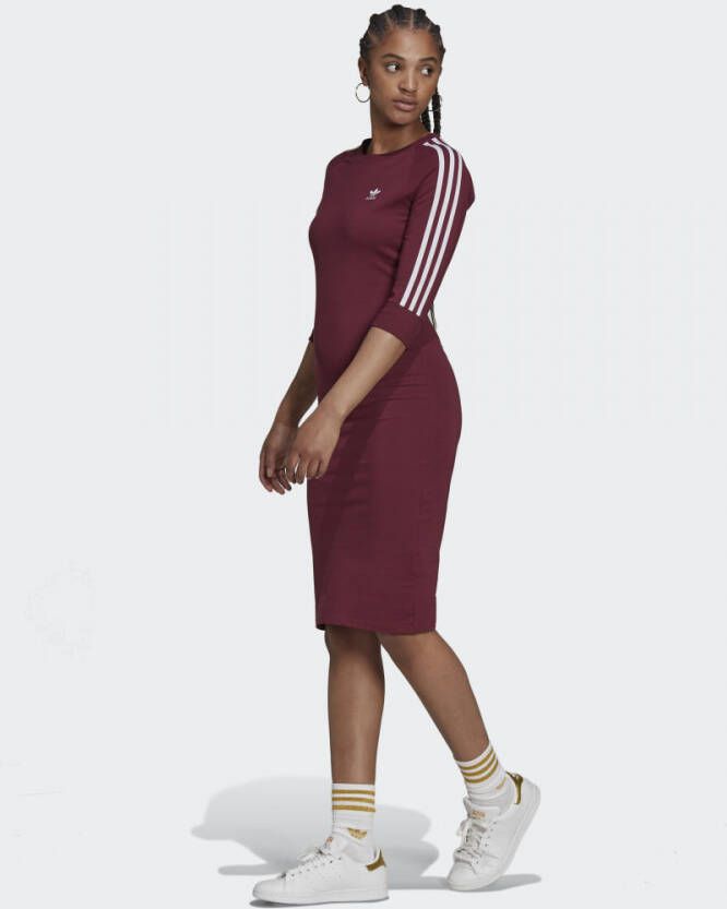 Adidas Strepen Adicolor Jurk Overwinning Crimson Brown Dames