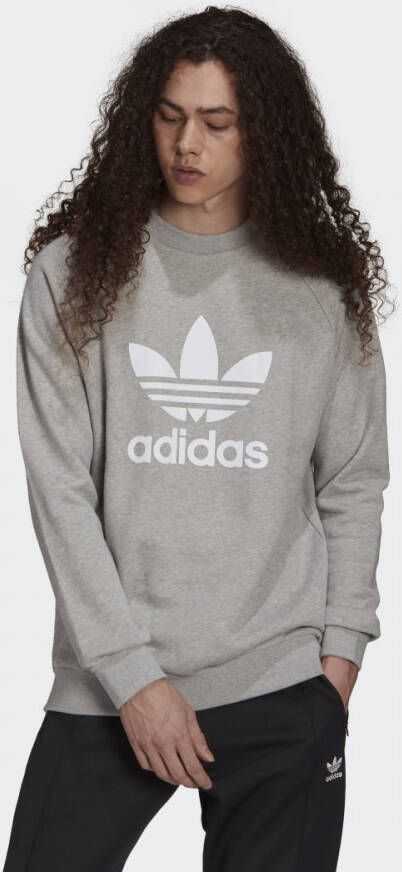 Adidas Klassieke Crewneck Sweatshirt Grijs Heather Wit Gray Heren
