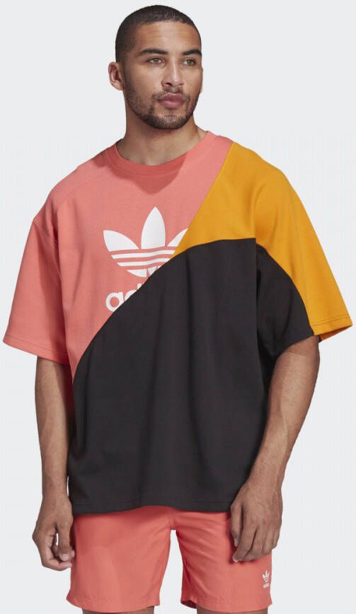 Adidas Colorblock Tee Heren T-shirt Zwart Oranje Multicolor Heren