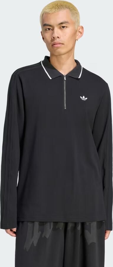 Adidas 3-Stripes Engineered Rib Poloshirt met Lange Mouwen