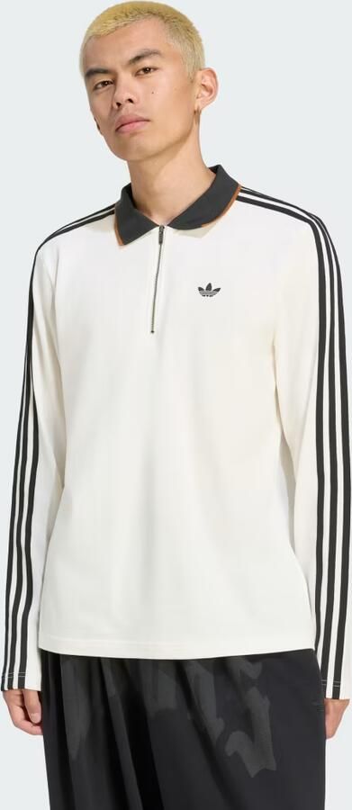 Adidas 3-Stripes Engineered Rib Poloshirt met Lange Mouwen
