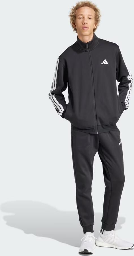 Adidas Sportswear Basic 3-Stripes Fleece Trainingspak Zwart- Heren Zwart