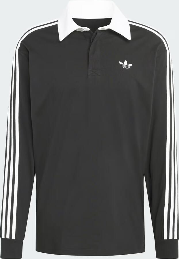 Adidas Originals 3-Stripes Rugby Long Sleeve Polo Shirt Zwart- Heren Zwart - Foto 6