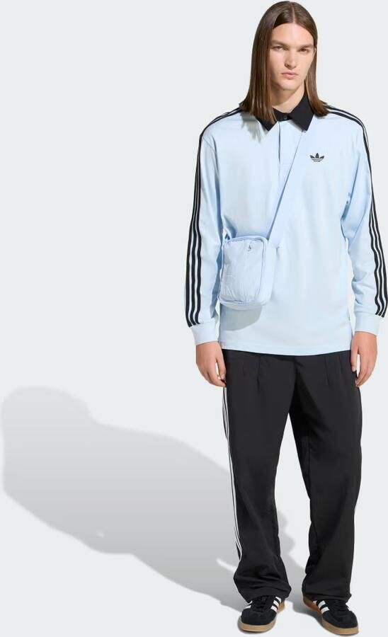Adidas Originals 3 Stripes Rugby Long Sleeve Polo Shirt Blauw- Heren Blauw - Foto 6