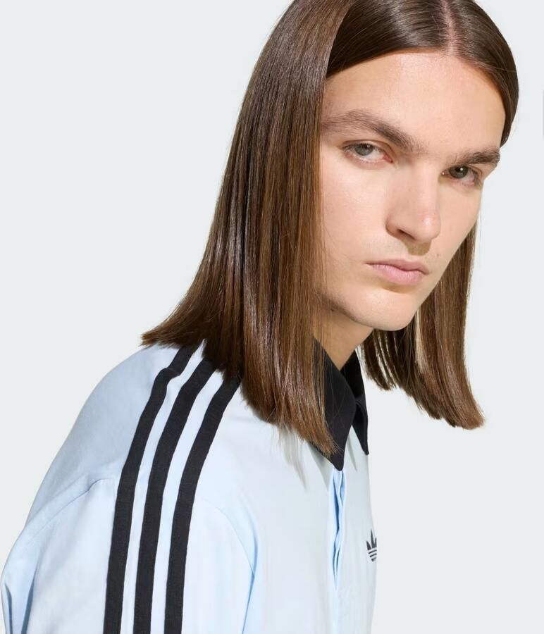 Adidas Originals 3 Stripes Rugby Long Sleeve Polo Shirt Blauw- Heren Blauw - Foto 4