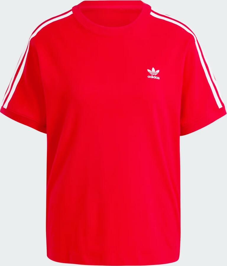 Adidas Originals Rode dames T-shirt met witte strepen Red Dames