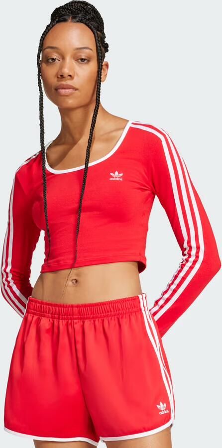Adidas Originals 3-Stripes Scoop Long Sleeve Crop Top Rood- Dames Rood - Foto 6