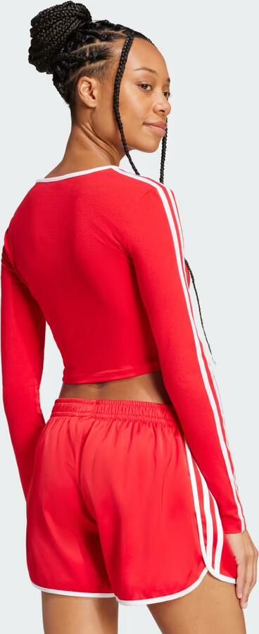 Adidas Originals 3-Stripes Scoop Long Sleeve Crop Top Rood- Dames Rood - Foto 5