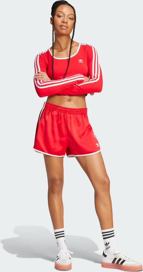 Adidas Originals 3-Stripes Scoop Long Sleeve Crop Top Rood- Dames Rood - Foto 4