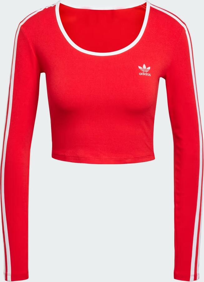 Adidas Originals 3-Stripes Scoop Long Sleeve Crop Top Rood- Dames Rood - Foto 2