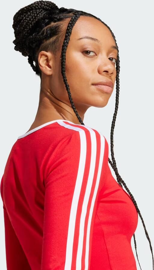 Adidas Originals 3-Stripes Scoop Long Sleeve Crop Top Rood- Dames Rood - Foto 3