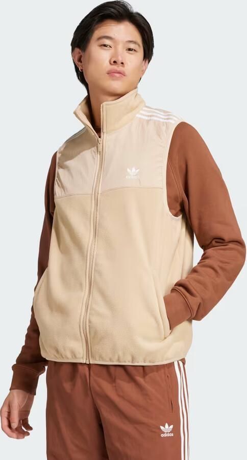Adidas Adicolor 3-Stripes Microfleece Bodywarmer Beige- Heren Beige - Foto 6