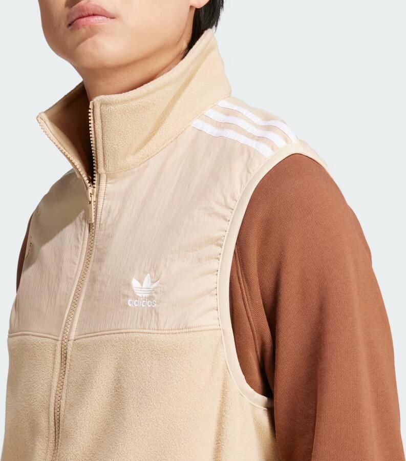 Adidas Adicolor 3-Stripes Microfleece Bodywarmer Beige- Heren Beige - Foto 2