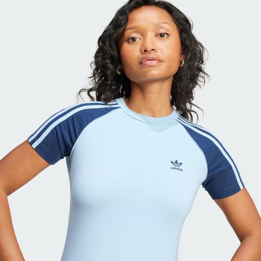 Adidas Adicolor 3-Stripes Raglan Jurk met Korte Mouwen