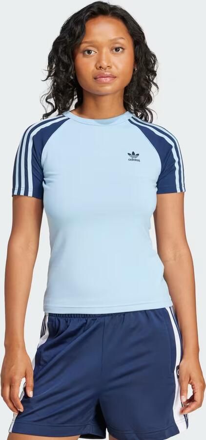Adidas Originals 3-Stripes Raglan T-Shirt Blauw- Dames Blauw - Foto 6
