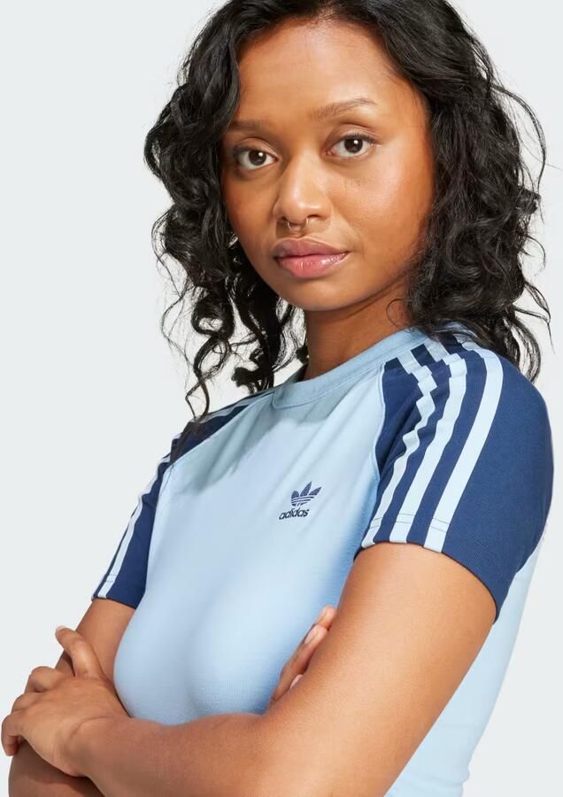 Adidas Originals 3-Stripes Raglan T-Shirt Blauw- Dames Blauw - Foto 3