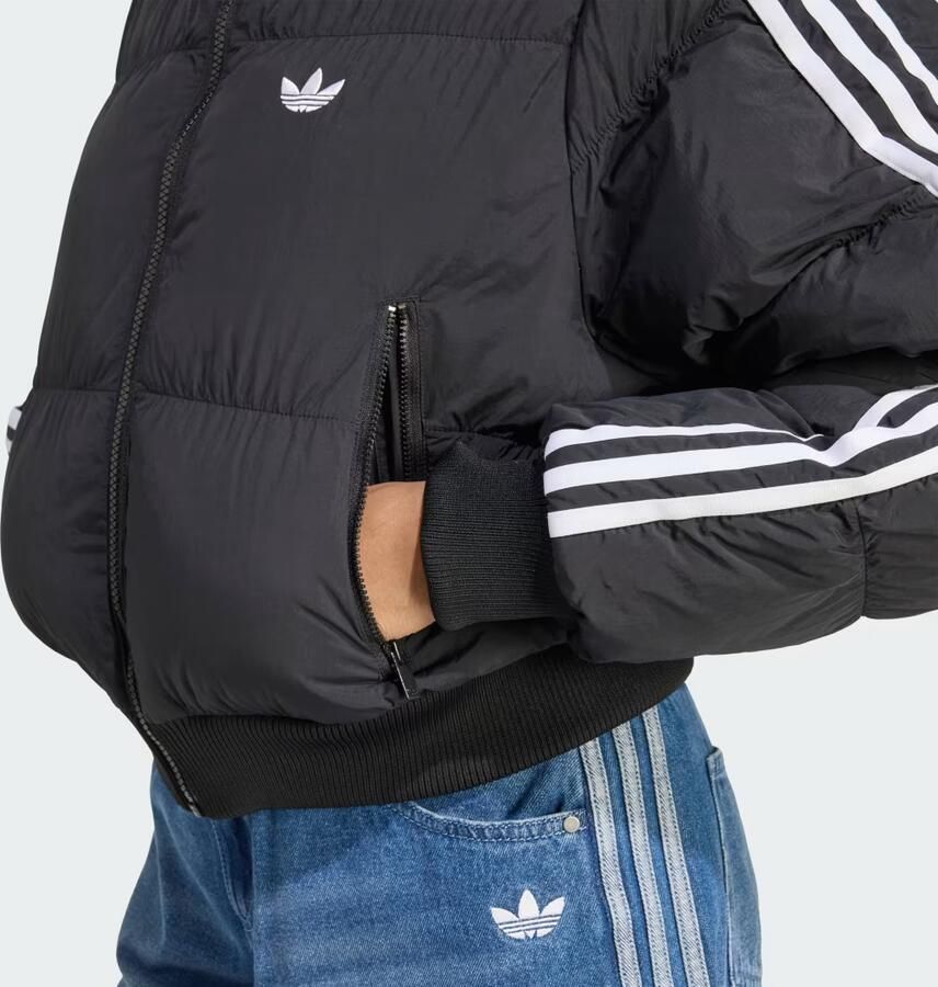 Adidas Originals 3-Stripes Cropped Padded Jacket Zwart- Dames Zwart - Foto 2