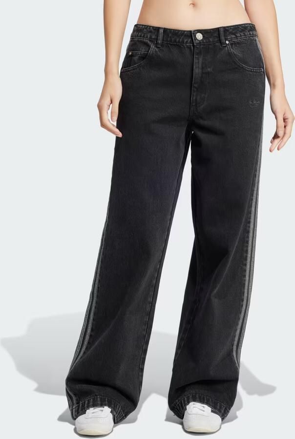 Adidas Adicolor Denim 3-Stripes Trainingsbroek Zwart- Dames Zwart - Foto 6