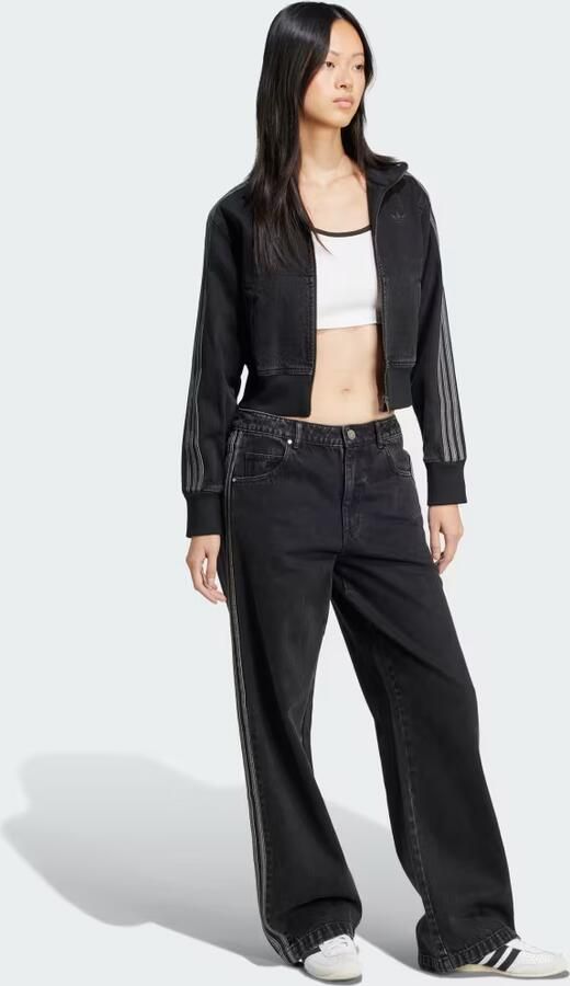 Adidas Adicolor Denim 3-Stripes Trainingsbroek Zwart- Dames Zwart - Foto 4