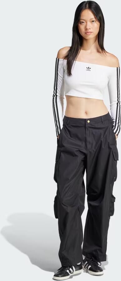 Adidas Originals 3-Stripes Bardot Long Sleeve Top Wit- Dames Wit - Foto 4