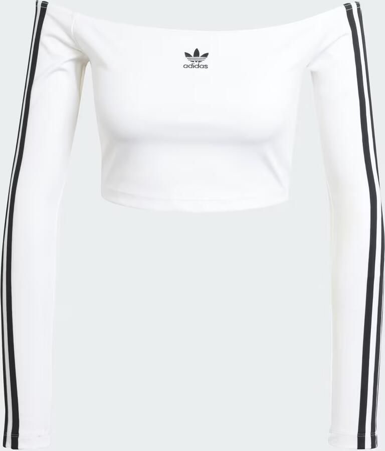 Adidas Originals 3-Stripes Bardot Long Sleeve Top Wit- Dames Wit
