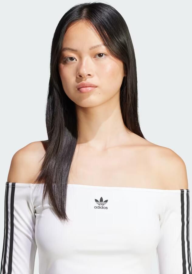 Adidas Originals 3-Stripes Bardot Long Sleeve Top Wit- Dames Wit - Foto 2
