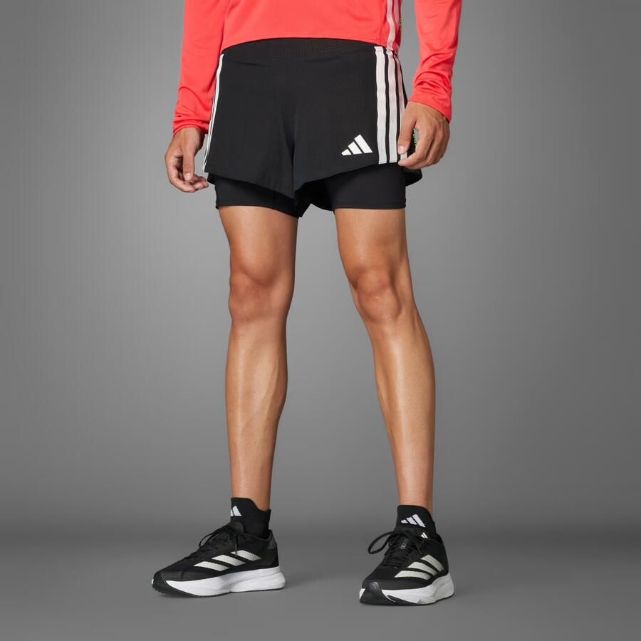 Adidas Adizero Running 2-in-1 Gel Pocket Short Zwart- Heren Zwart