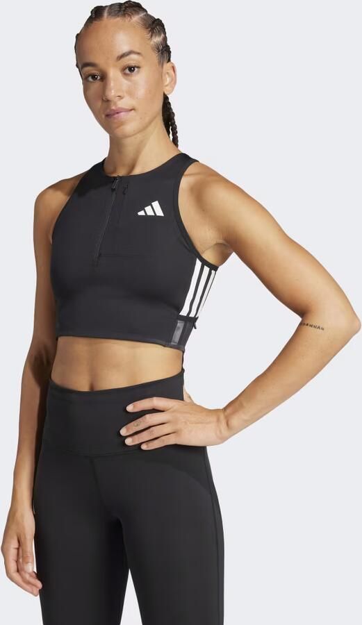 Adidas Sport BH Adizero Running Gel Pocket Crop Long-Sleeve Top