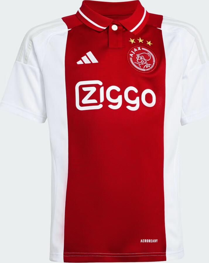 Adidas Perfor ce Junior Ajax Amsterdam voetbalshirt thuis seizoen '24 '25 Sport t-shirt Wit Polyester Ronde hals 128