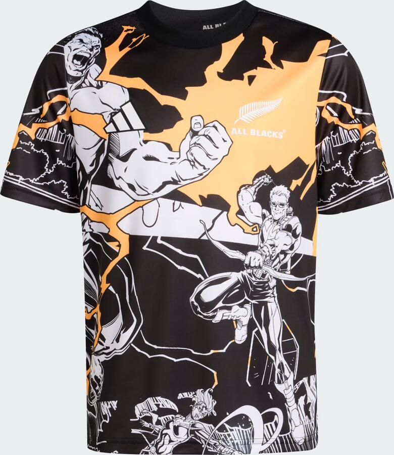 Adidas ALL BLACKS MARVEL CAPTAINS RUN SHIRT KIDS