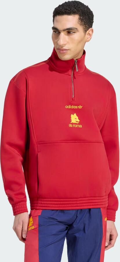 Adidas AS Roma EQT Sweater met Halflange Rits