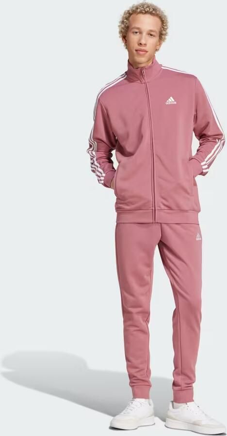 Adidas Basic 3-Stripes French Terry Tracksuit Pink Heren - Foto 1