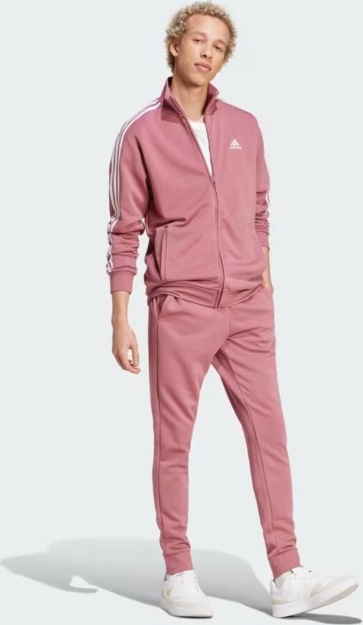 Adidas Basic 3-Stripes French Terry Tracksuit Pink Heren - Foto 3