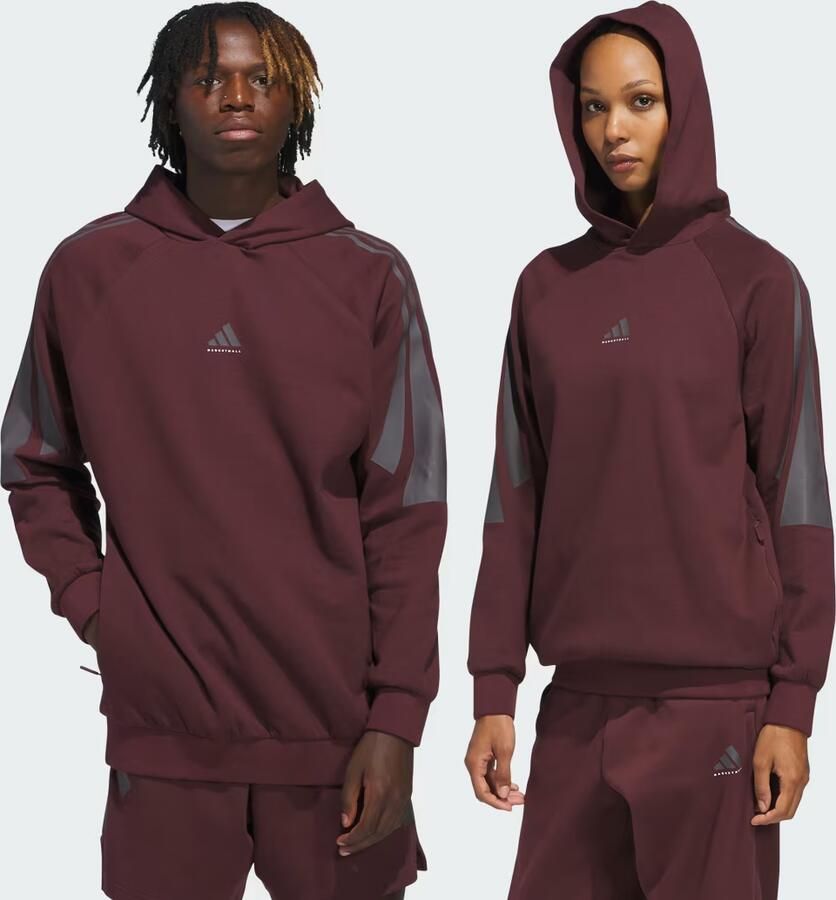Adidas Basketball Spacer Hoodie (Uniseks) Bordeaux - Foto 5