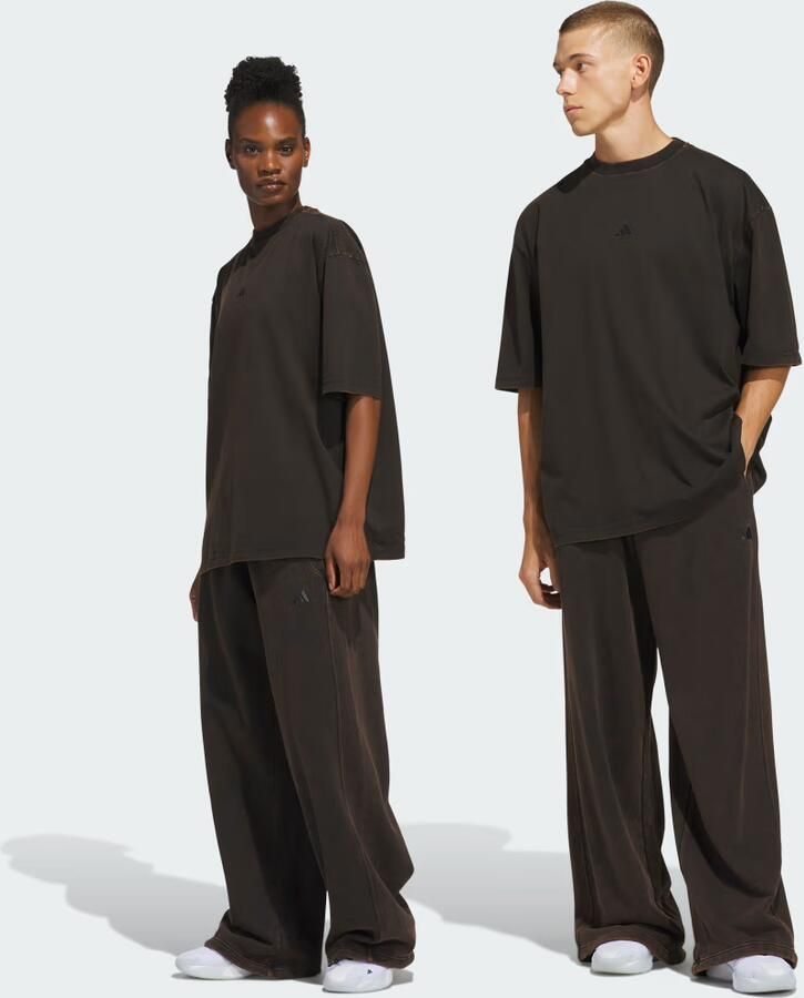Adidas BASKETBALL WASHED FLEECE BROEK MET WIJDE PIJPEN