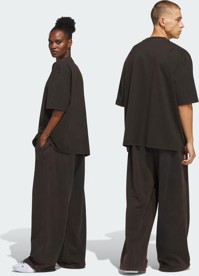 Adidas BASKETBALL WASHED FLEECE BROEK MET WIJDE PIJPEN - Foto 3