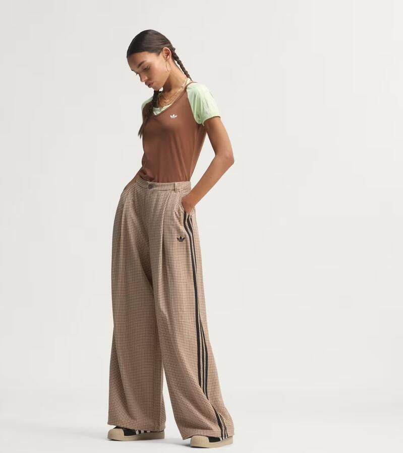 Adidas Originals 3-Stripes Checks Loose Track Pants Beige- Dames Beige - Foto 2