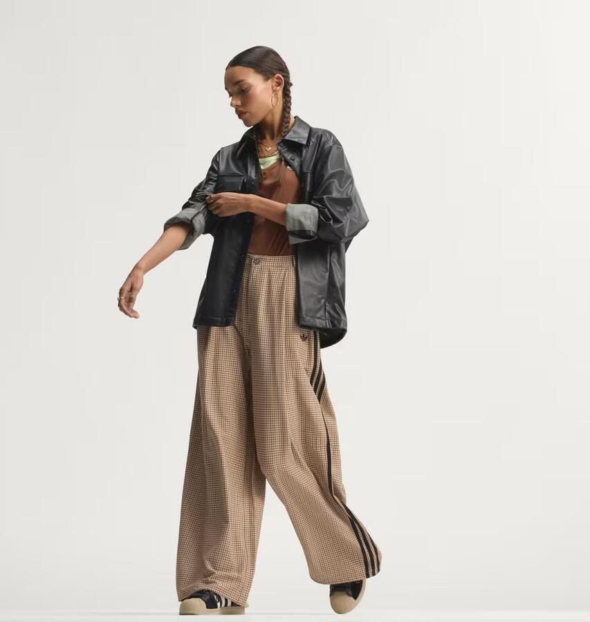 Adidas Originals 3-Stripes Checks Loose Track Pants Beige- Dames Beige - Foto 5