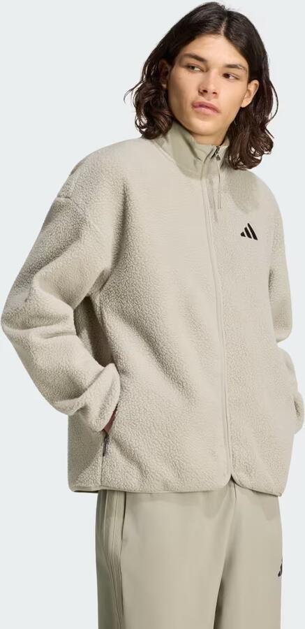 Adidas City Tech 3 Stripes High Pile Fleece Full Zip