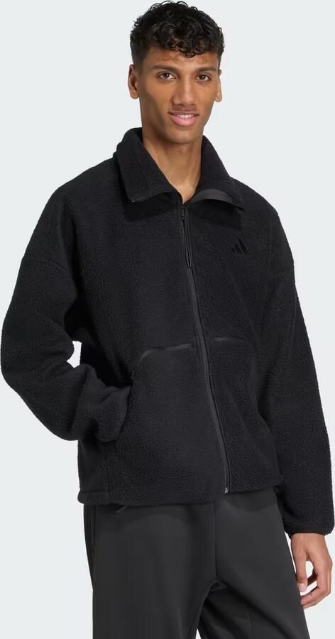 Adidas Sportswear Fleecejack met opstaande kraag en labelstitching - Foto 4