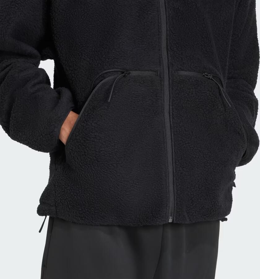 Adidas Sportswear Fleecejack met opstaande kraag en labelstitching