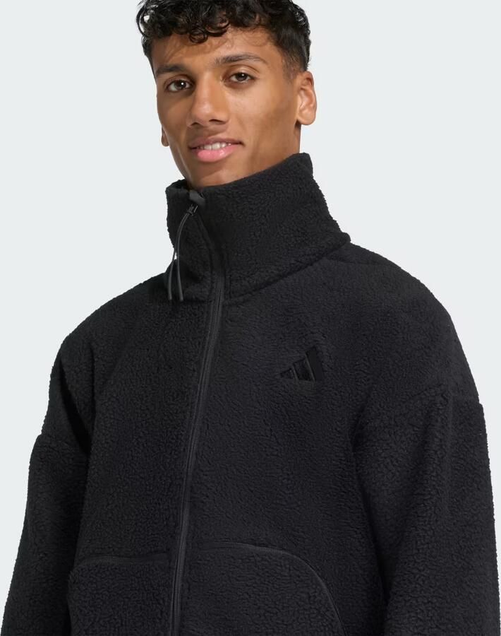 Adidas Sportswear Fleecejack met opstaande kraag en labelstitching - Foto 2