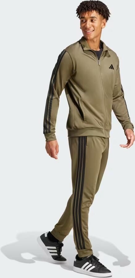 Adidas Sportswear Basic 3-Stripes Tricot Trainingspak Groen- Heren Groen - Foto 4
