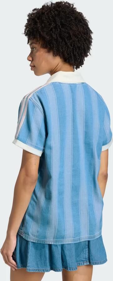 Adidas Originals 3-Stripes Denim Football T-Shirt Blauw- Dames Blauw - Foto 7
