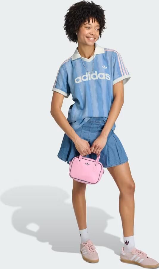 Adidas Originals 3-Stripes Denim Football T-Shirt Blauw- Dames Blauw - Foto 5