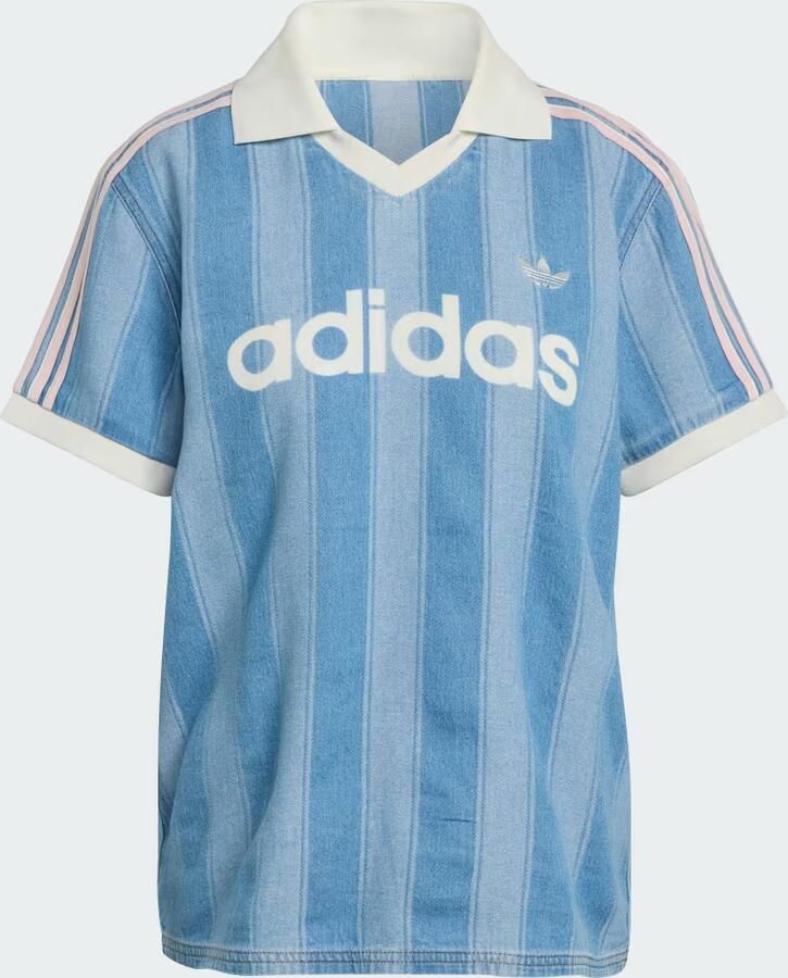 Adidas Originals 3-Stripes Denim Football T-Shirt Blauw- Dames Blauw - Foto 4