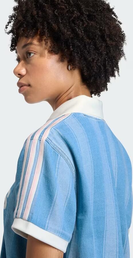 Adidas Originals 3-Stripes Denim Football T-Shirt Blauw- Dames Blauw - Foto 6